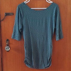 Boden Side Ruched Ballet Back - Green/Teal with Black Polka Dots, Size 12